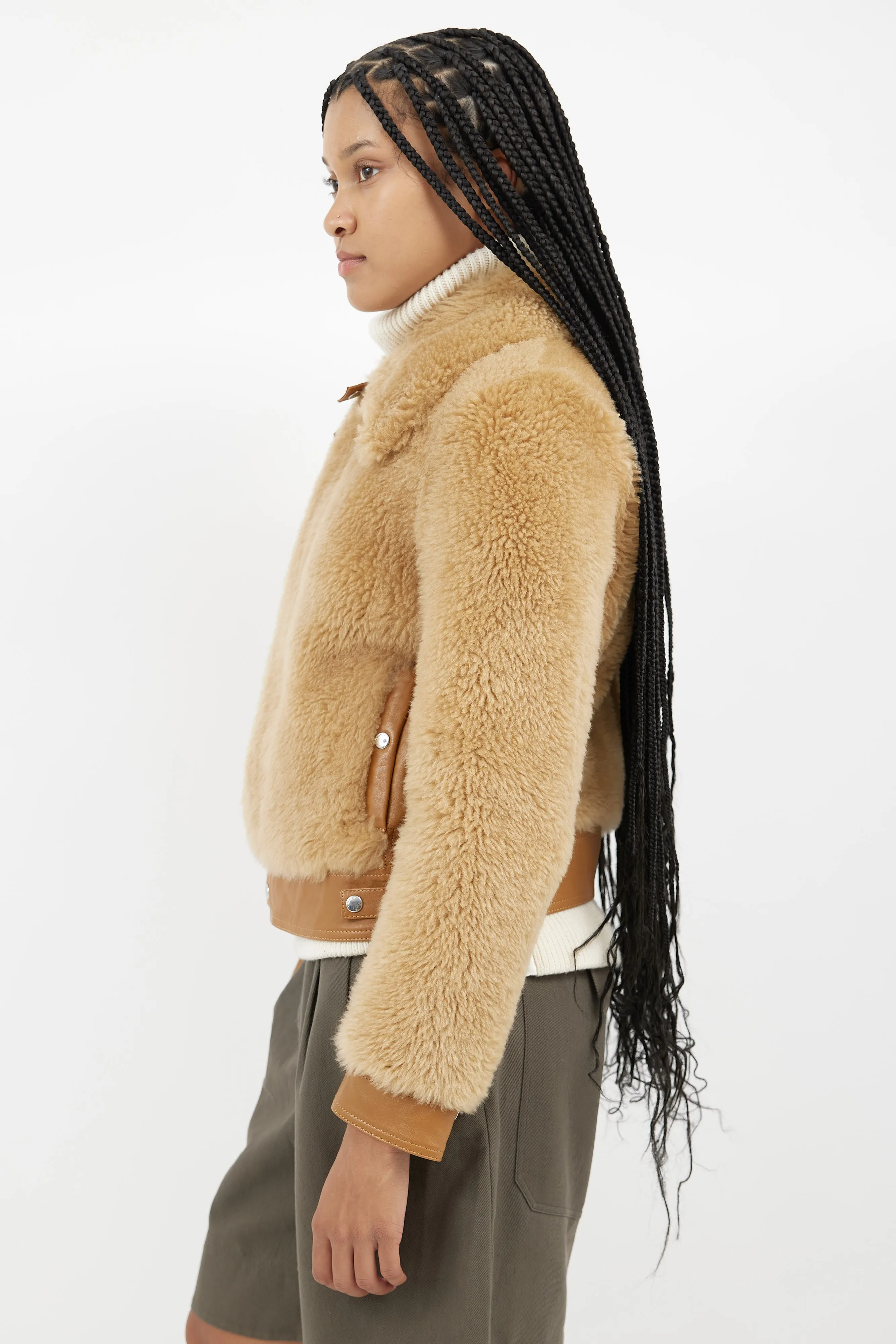 Brown Shearling Zip Jacket