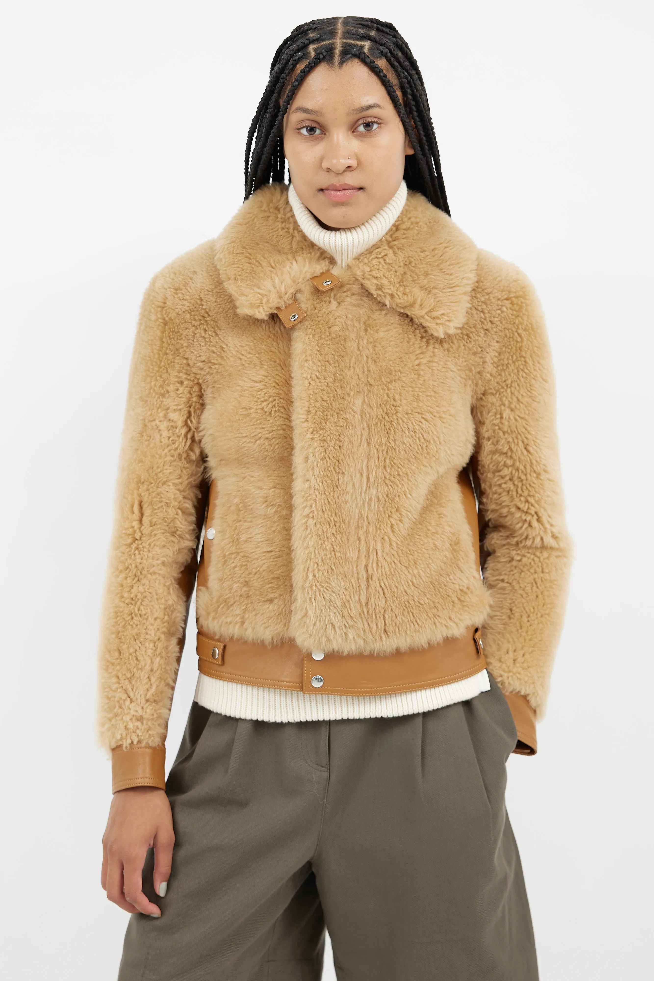 Brown Shearling Zip Jacket