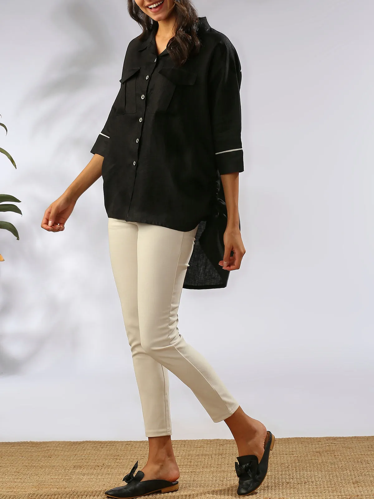 Canopy Kimono Shirt- Black