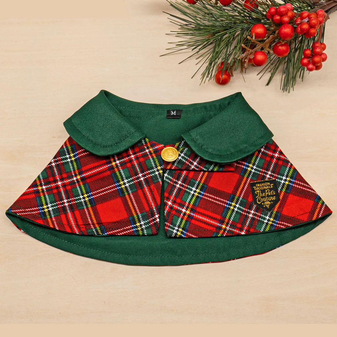 Capes - Forest Green Collar with Royal Tartan Print