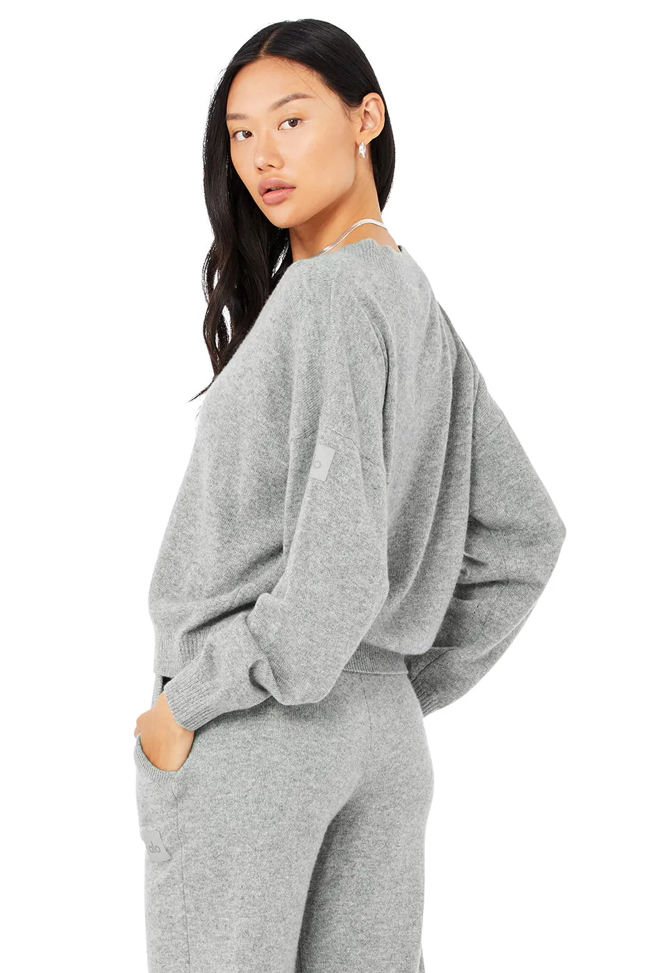 Cashmere Jet Set V-Neck Pullover - Dove Grey Heather