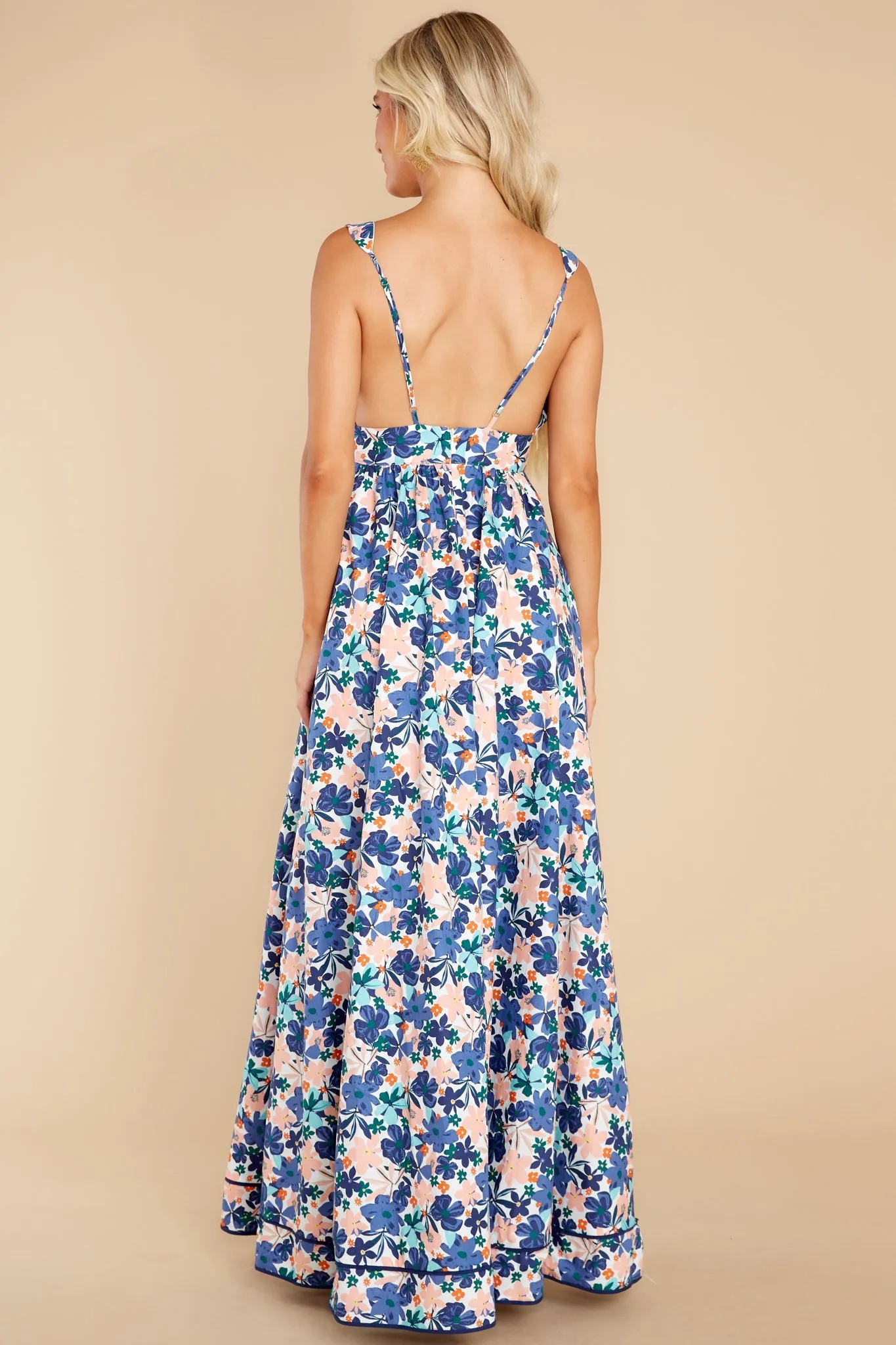 Chasing The Tides Blue Floral Print Maxi Dress