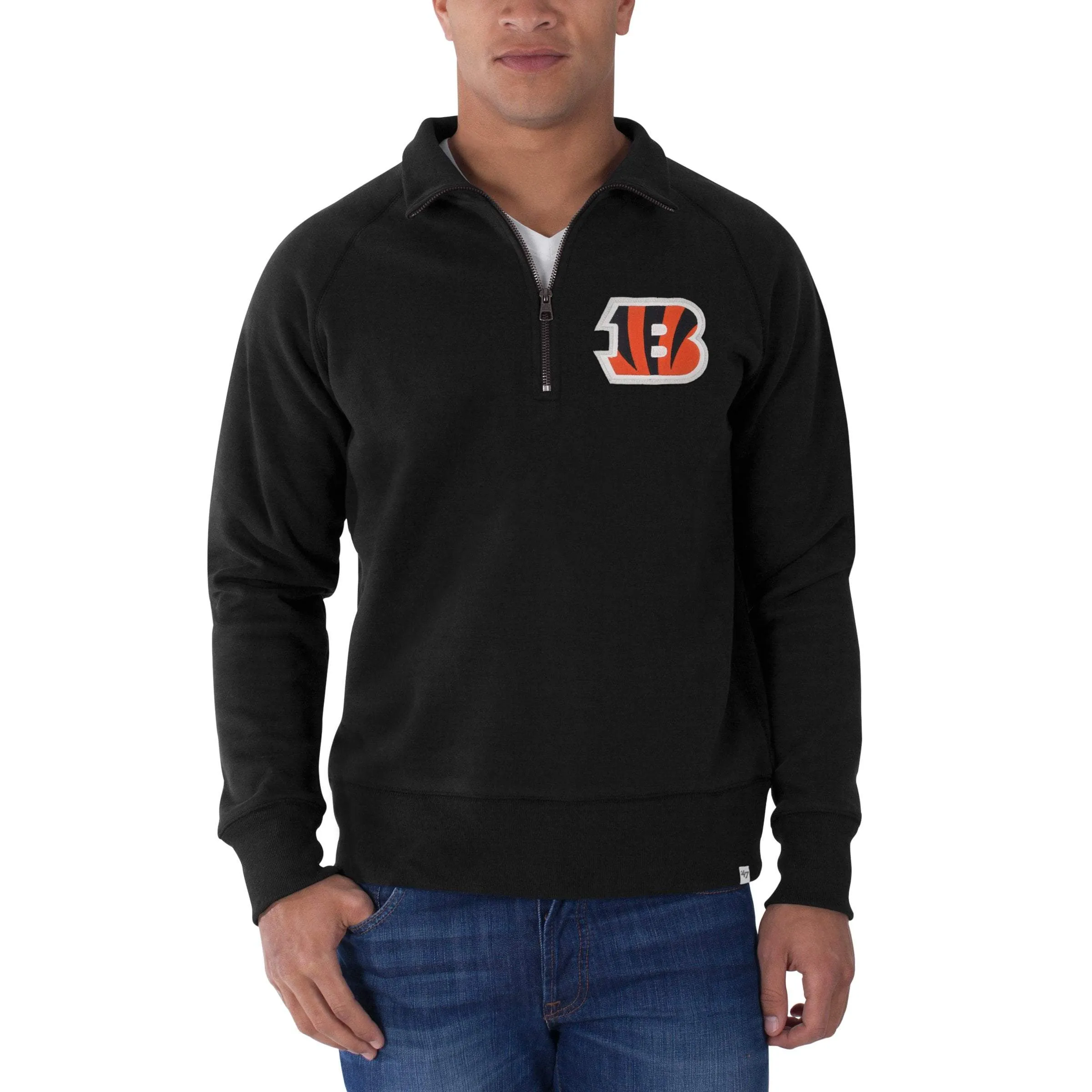 Cincinnati Bengals 47 Brand Black 1/4 Zip Cross-Check Pullover Sweatshirt