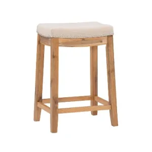 Claridge Backless Saddle Acacia Counter Height Barstool Natural - Linon