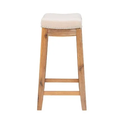 Claridge Backless Saddle Acacia Counter Height Barstool Natural - Linon