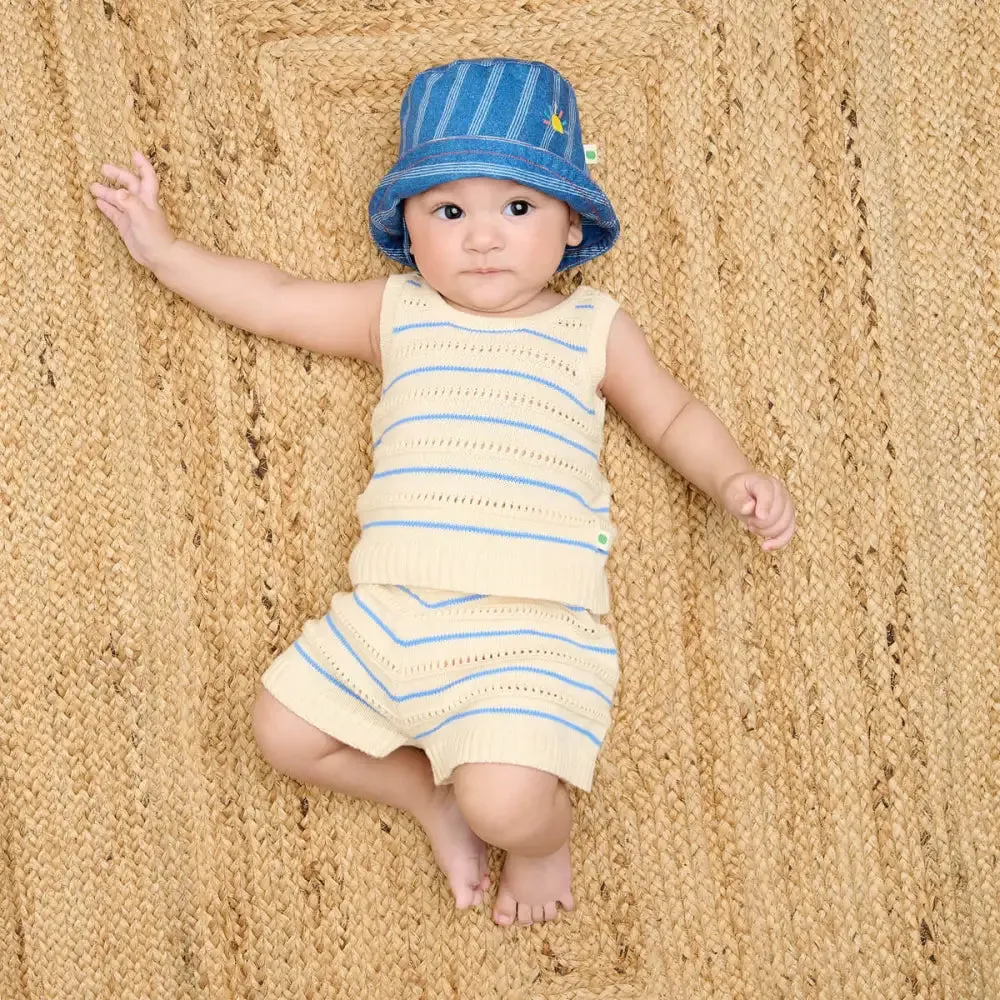 Costa - Blue Stripe Knit Baby & Kids Shorts