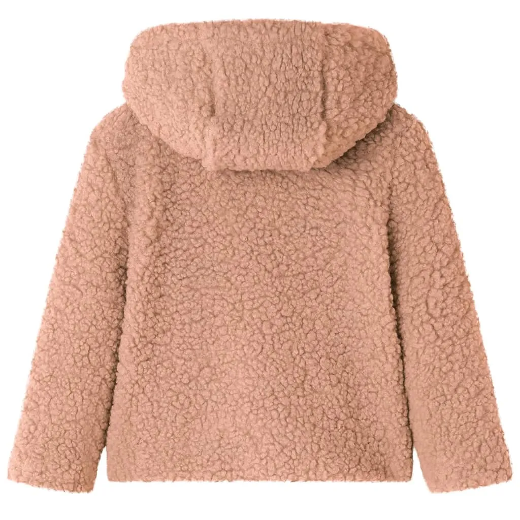 Cozy Kids' Hooded Jacket Teddy Faux Fur - Light Cognac, Size 92 (1.5-2 Years) - Warm & Stylish Outerwear for Toddlers