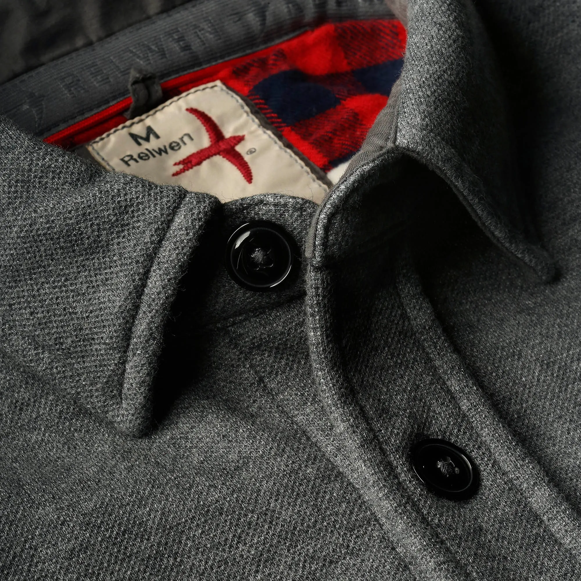 Dark Grey Heather Pique Fleece Workshirt by Relwen