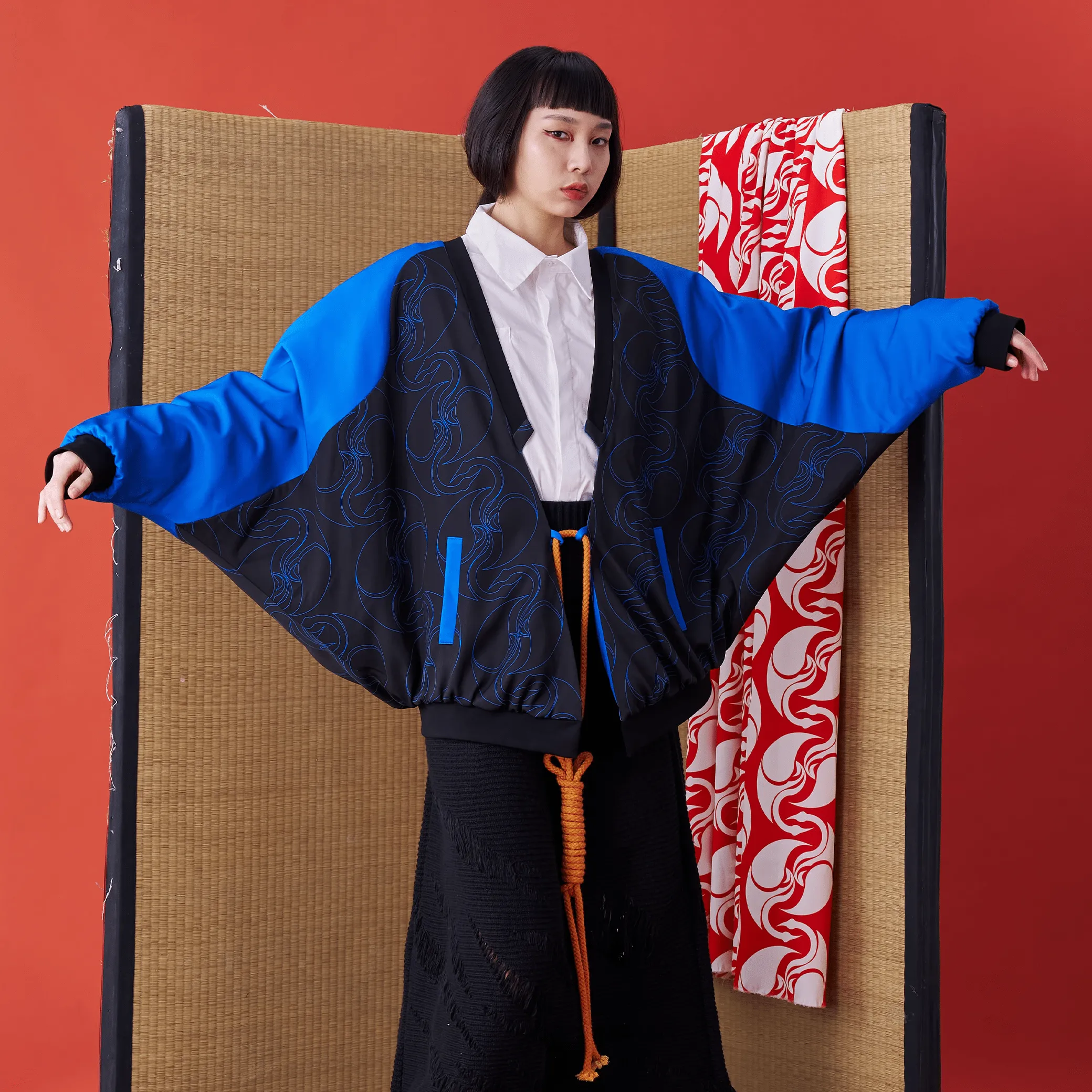 Deconstructed Japanese Kimono-inspired Baseball Jacket