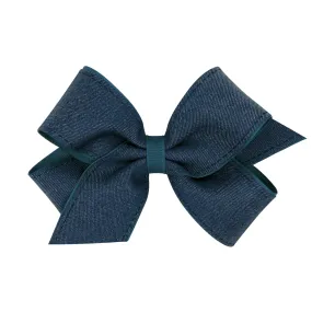 Denim Colored Denim Hair Bow on Clippie