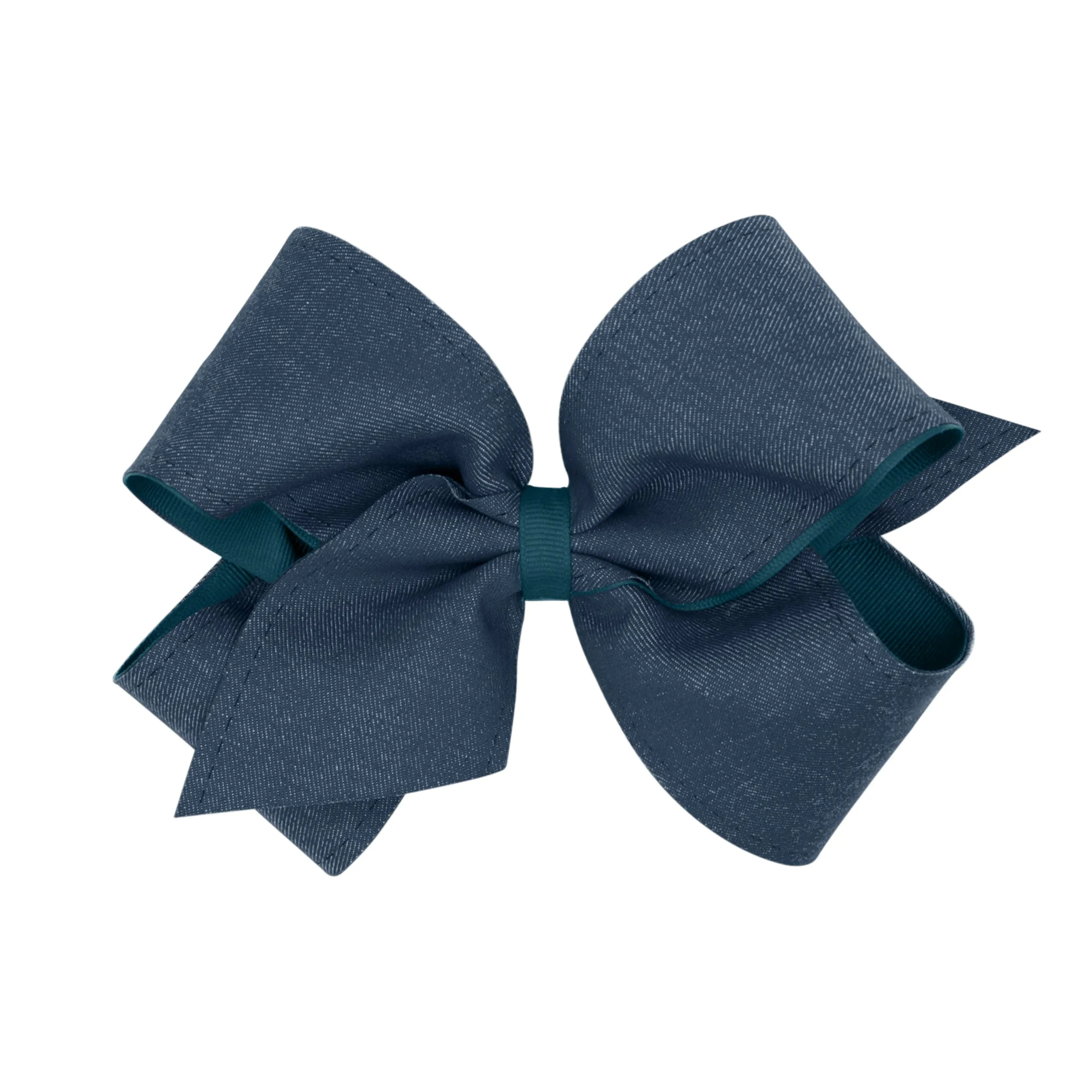 Denim Colored Denim Hair Bow on Clippie