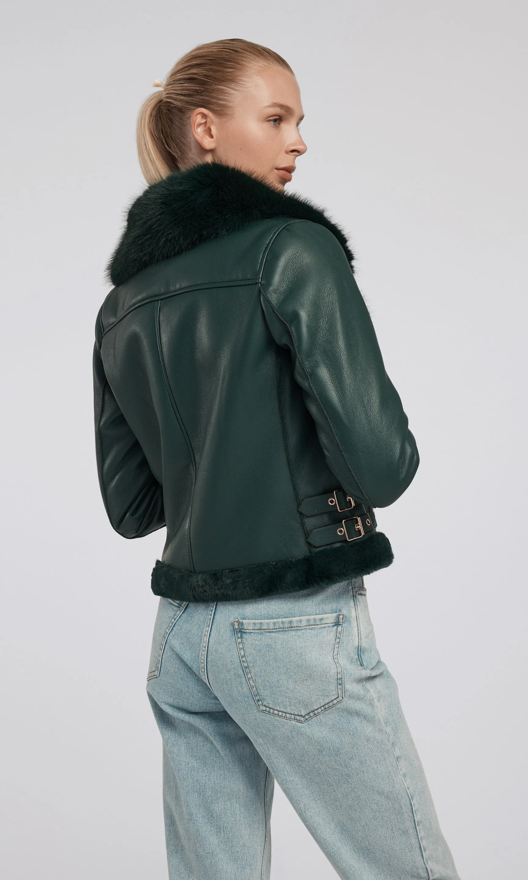 Dion Faux Fur Shearling Moto Jacket