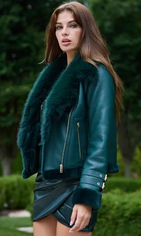 Dion Faux Fur Shearling Moto Jacket