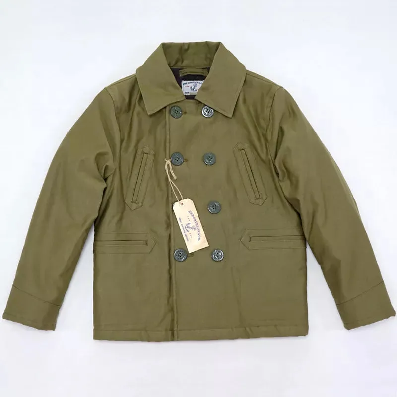 Double-breasted Pea Coat with Wool Lining - Military Style