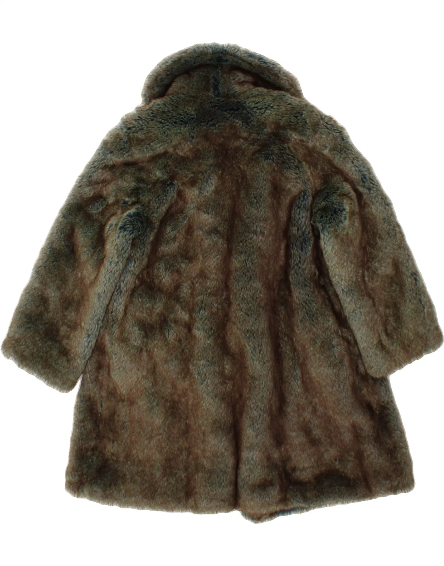 EDINA RONAY Womens Faux Fur Overcoat UK 16 Large Green Acrylic