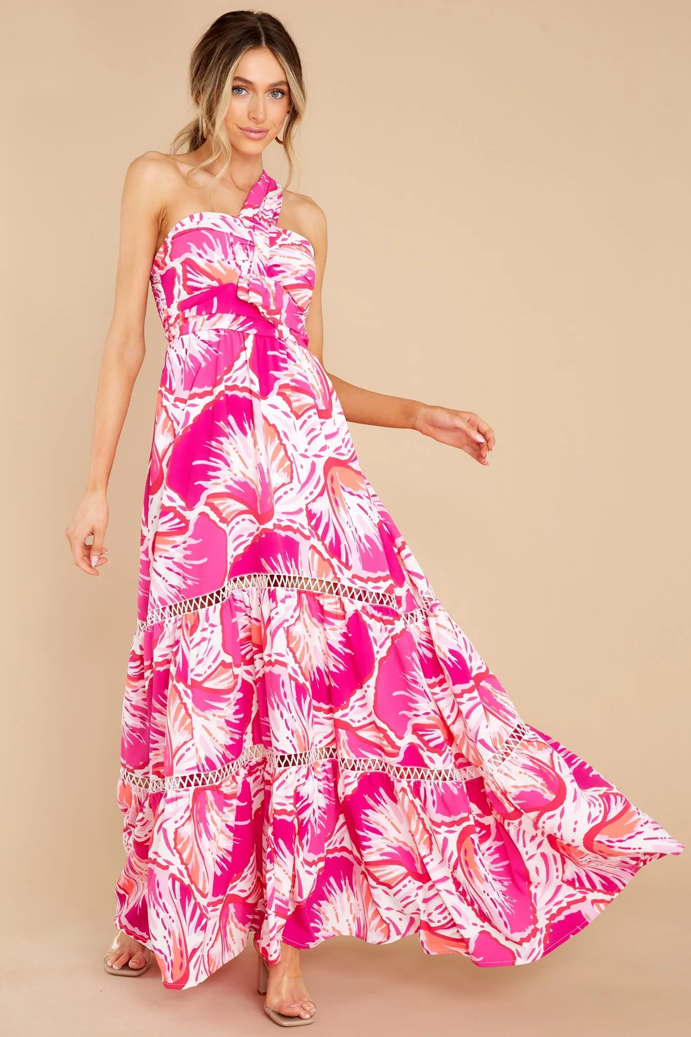 Elle Pink Shell Print Maxi Dress