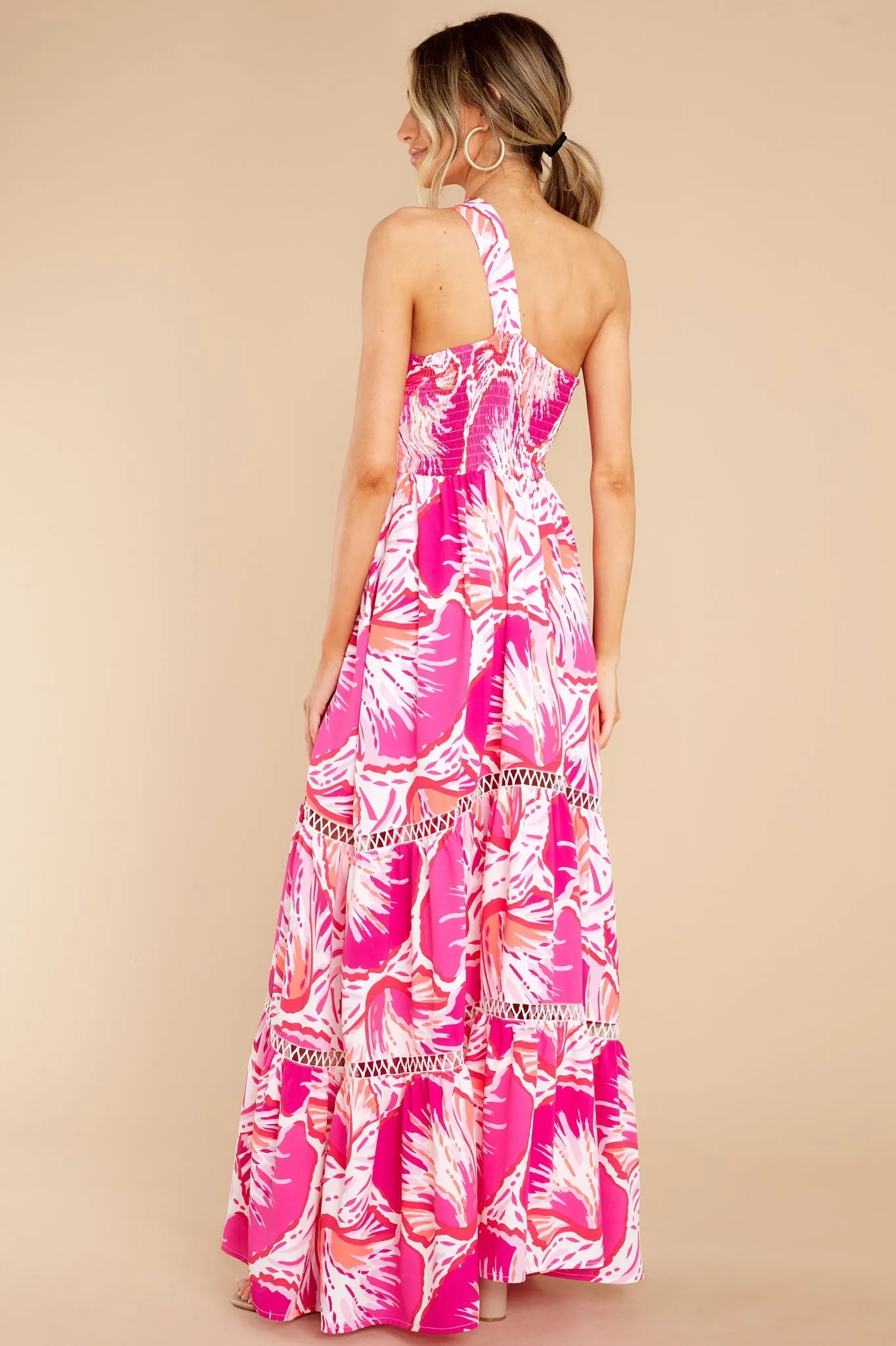 Elle Pink Shell Print Maxi Dress