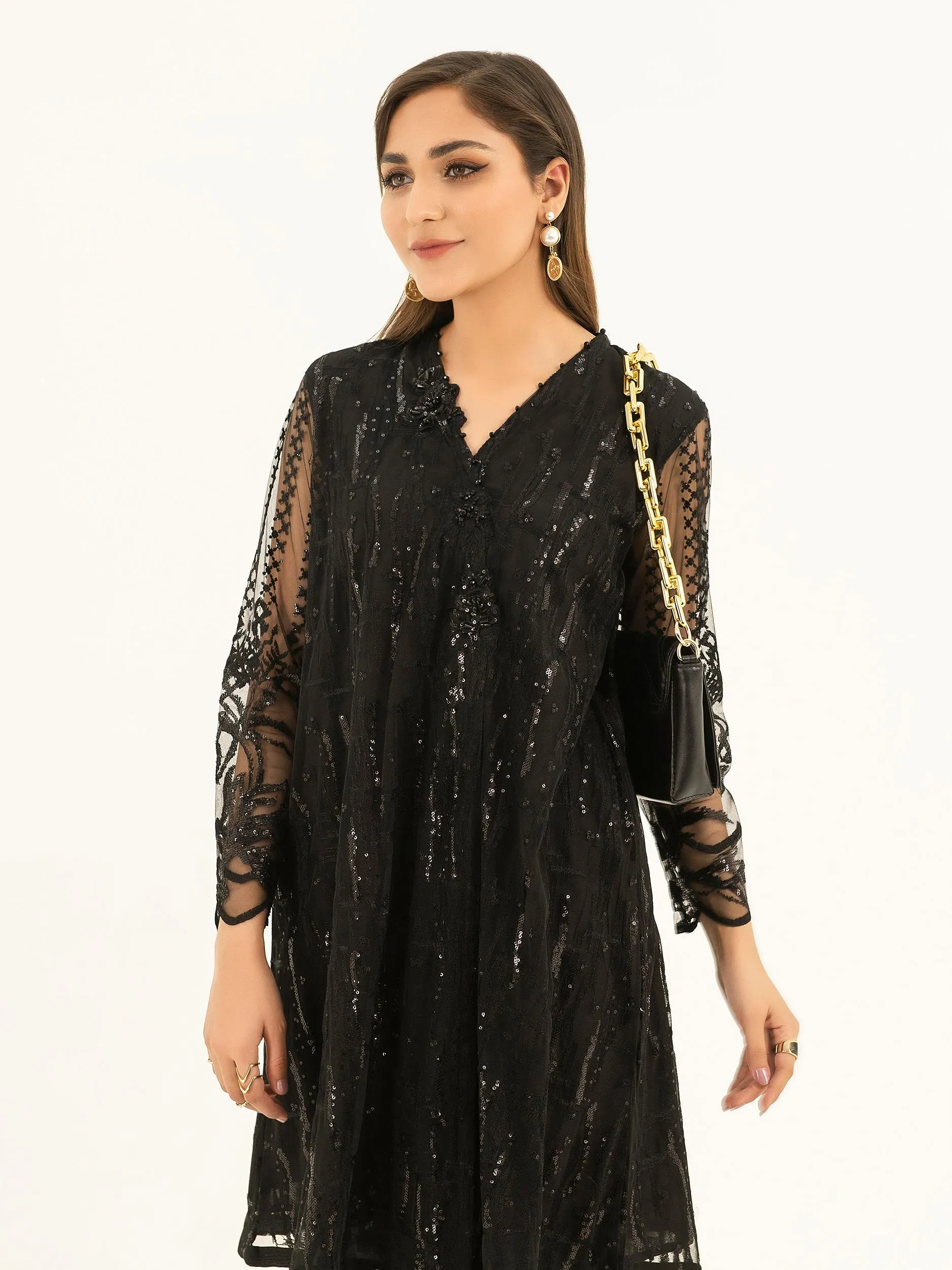 Embroidered Net Shirt