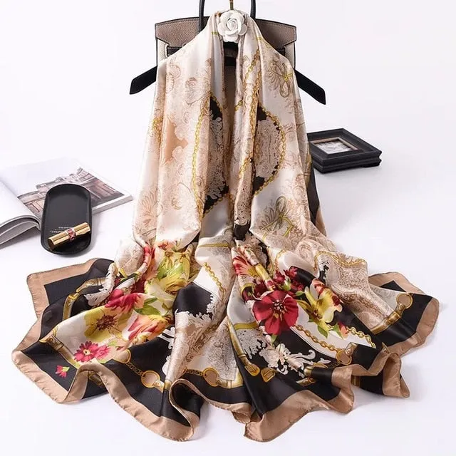 Fashion Silk Scarf Printed Bandana Shawl #LZ063