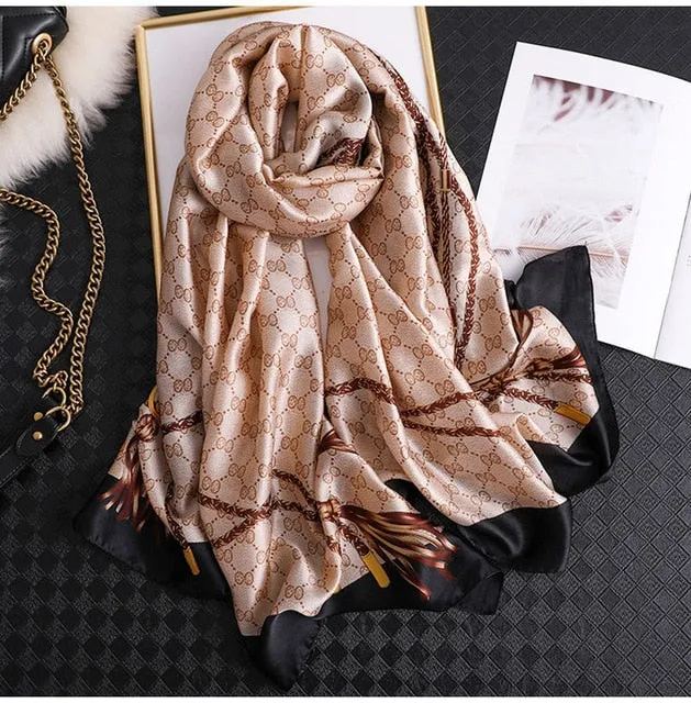 Fashion Silk Scarf Printed Bandana Shawl #LZ063