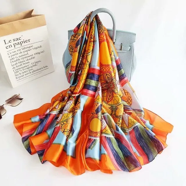 Fashion Silk Scarf Printed Bandana Shawl #LZ063