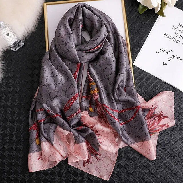 Fashion Silk Scarf Printed Bandana Shawl #LZ063