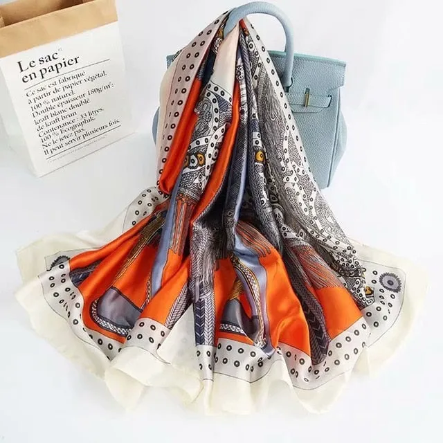 Fashion Silk Scarf Printed Bandana Shawl #LZ063