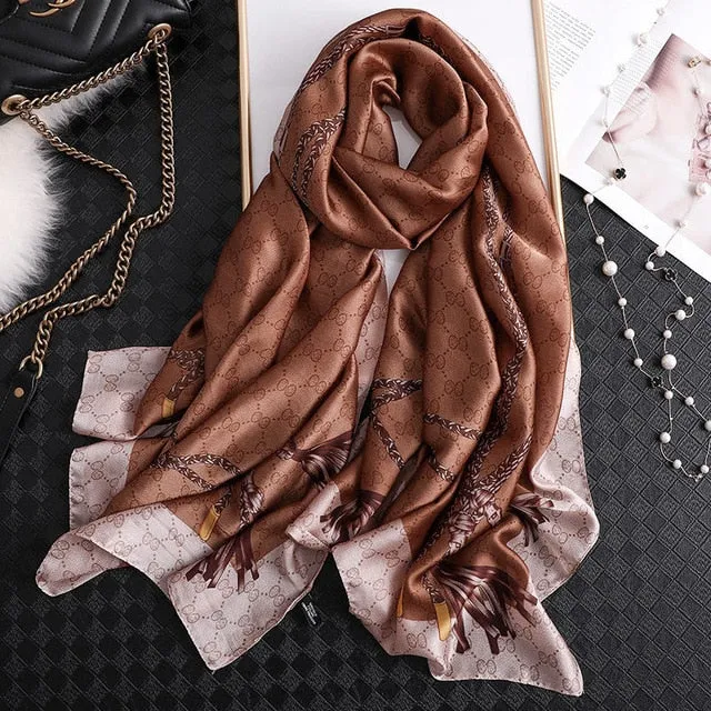 Fashion Silk Scarf Printed Bandana Shawl #LZ063