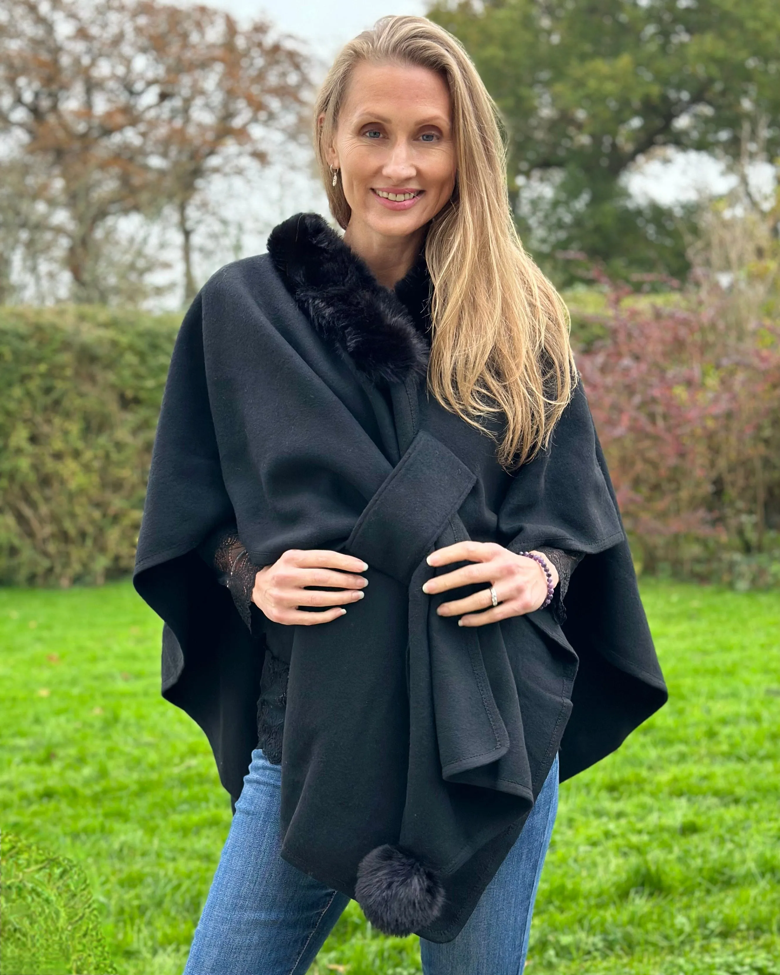 Faux Fur Collar Wrap - Black