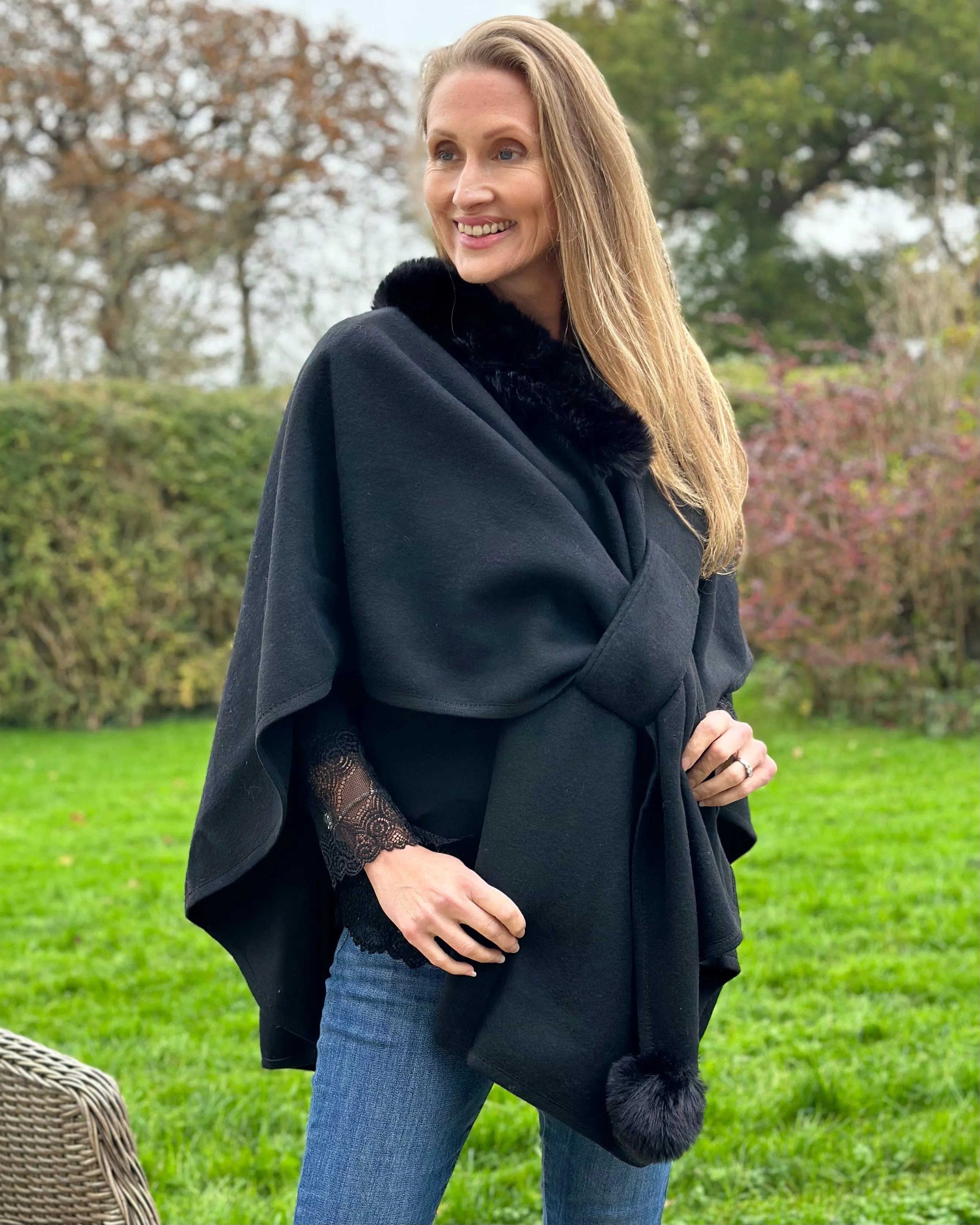 Faux Fur Collar Wrap - Black