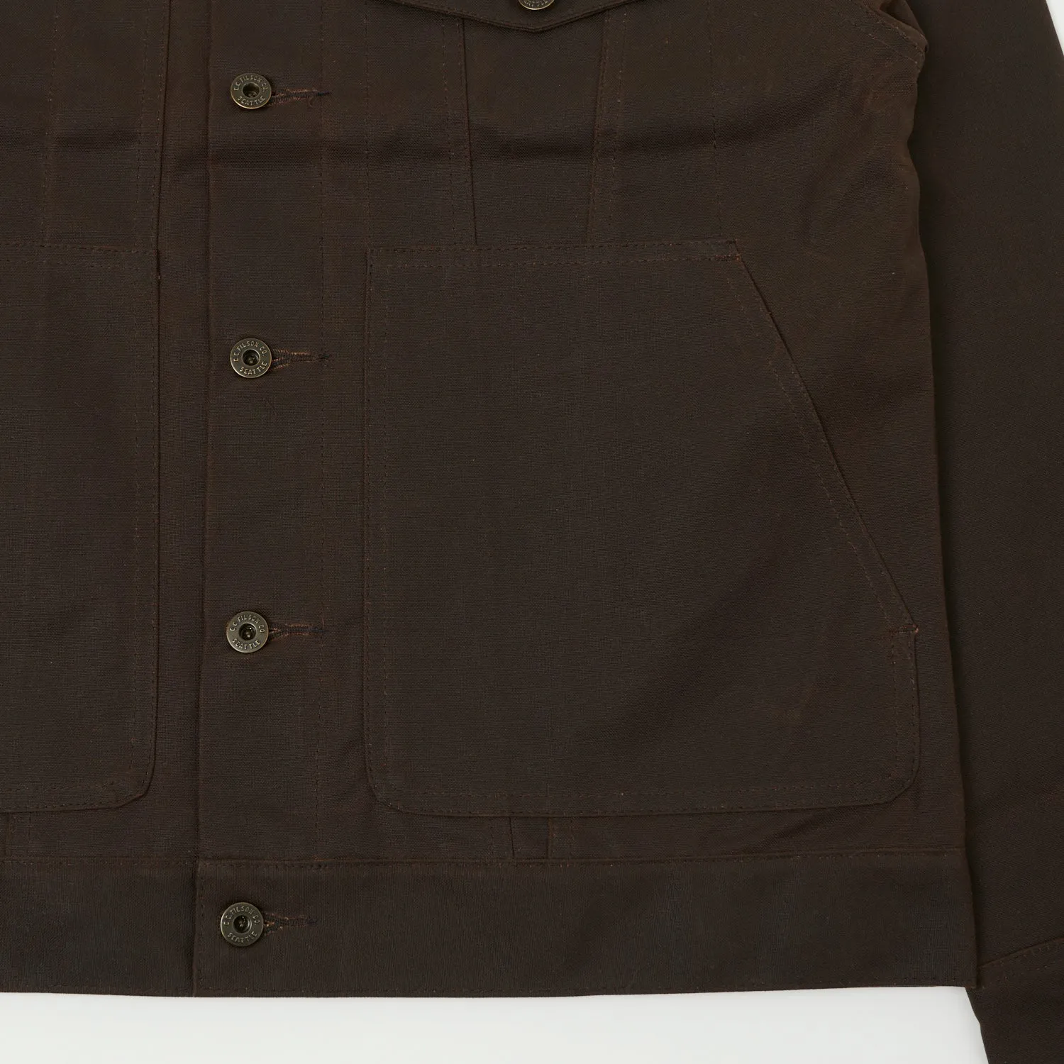 Filson Tin Cloth Short Lined Cruiser Jacket - Dark Brown