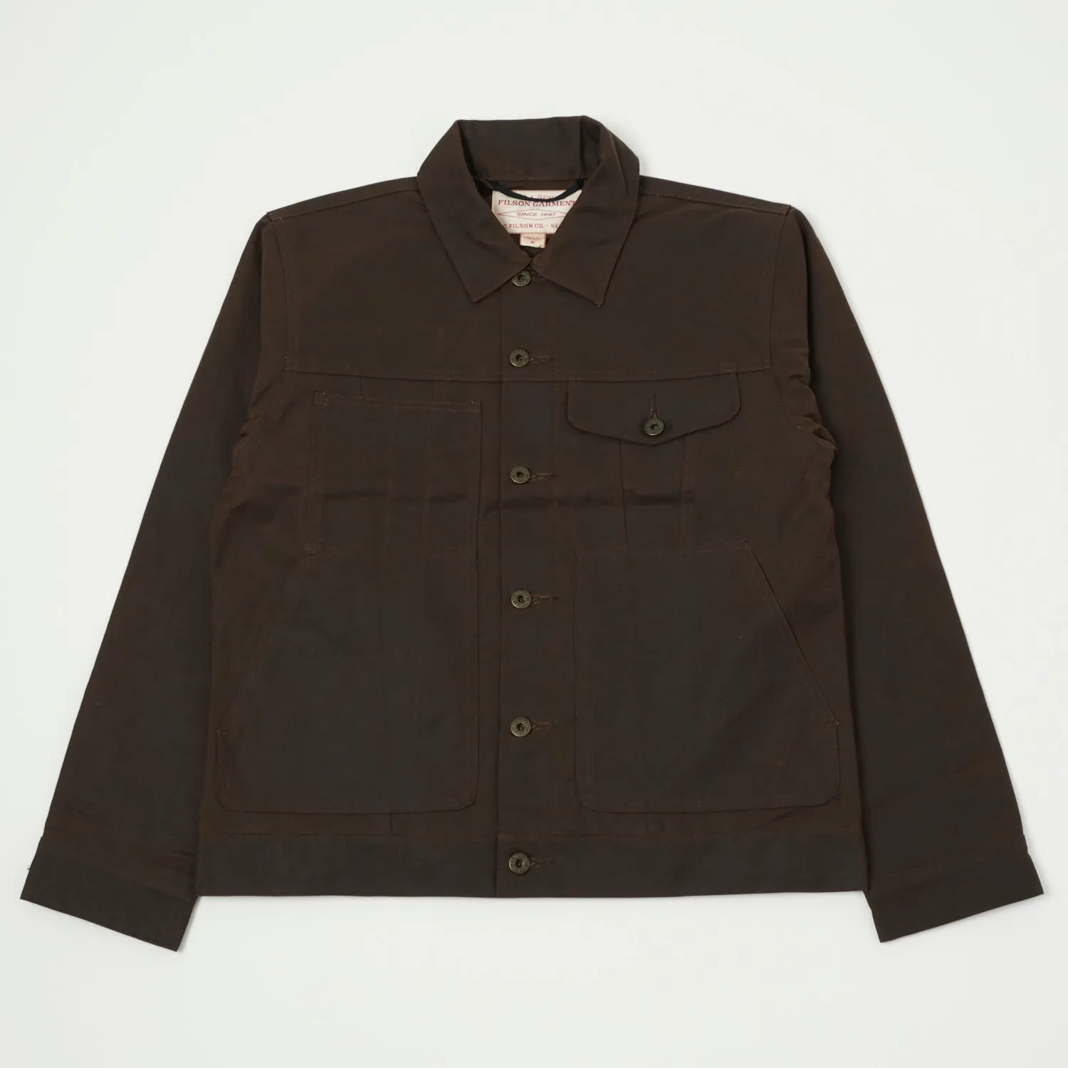 Filson Tin Cloth Short Lined Cruiser Jacket - Dark Brown