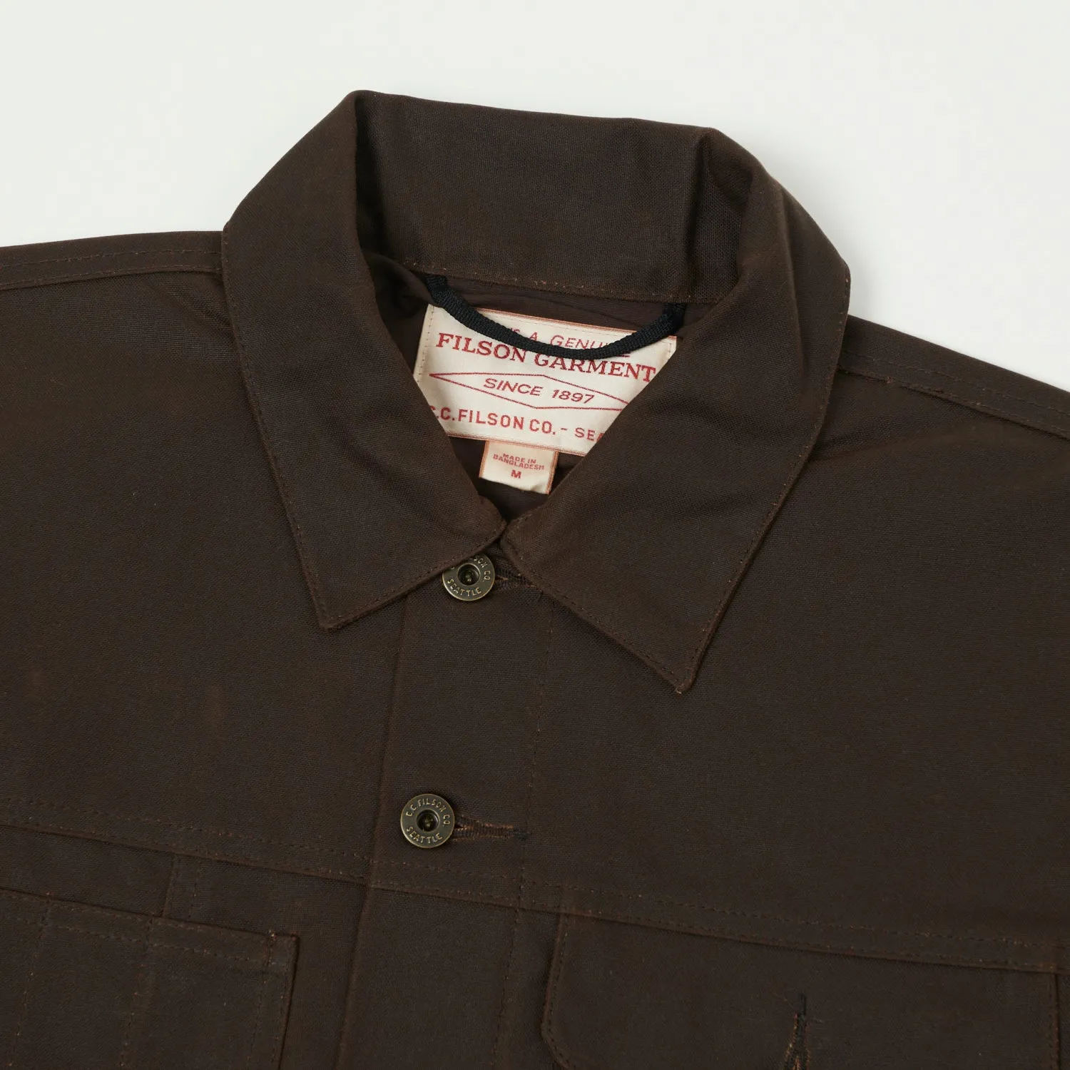 Filson Tin Cloth Short Lined Cruiser Jacket - Dark Brown