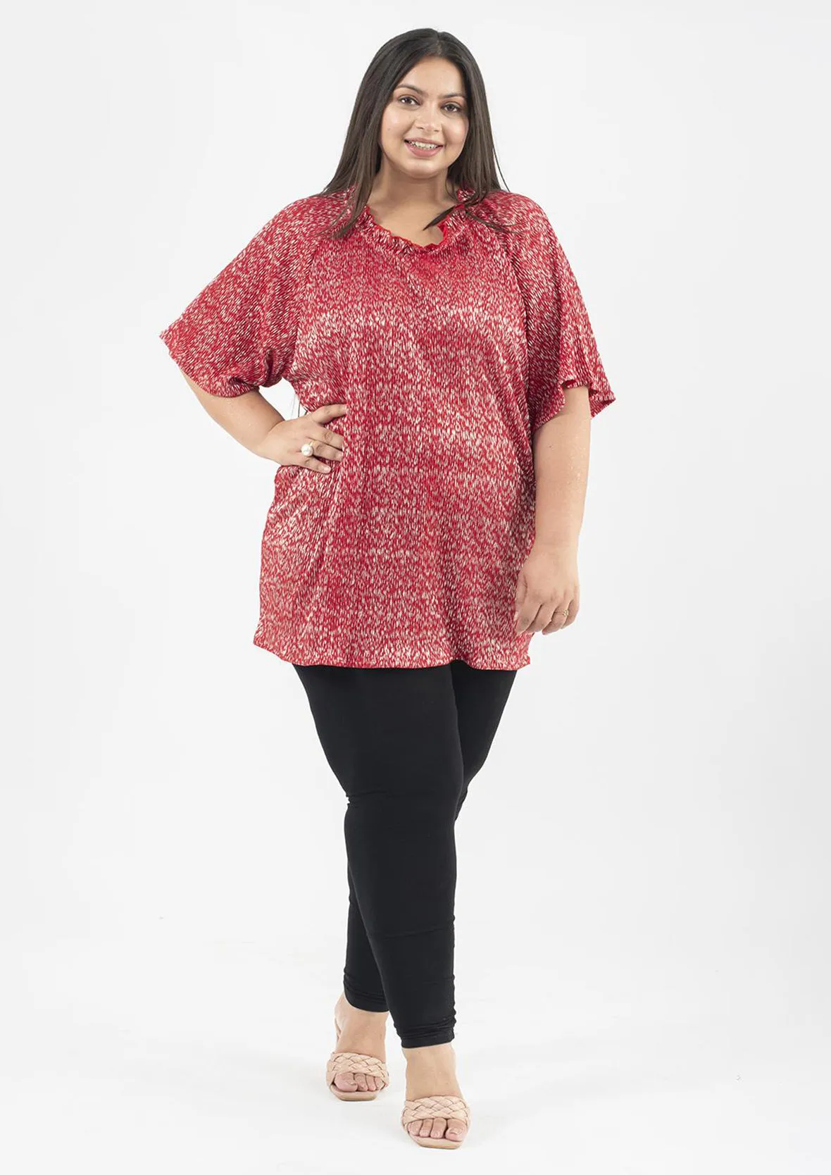 Foil Print Tunic Top