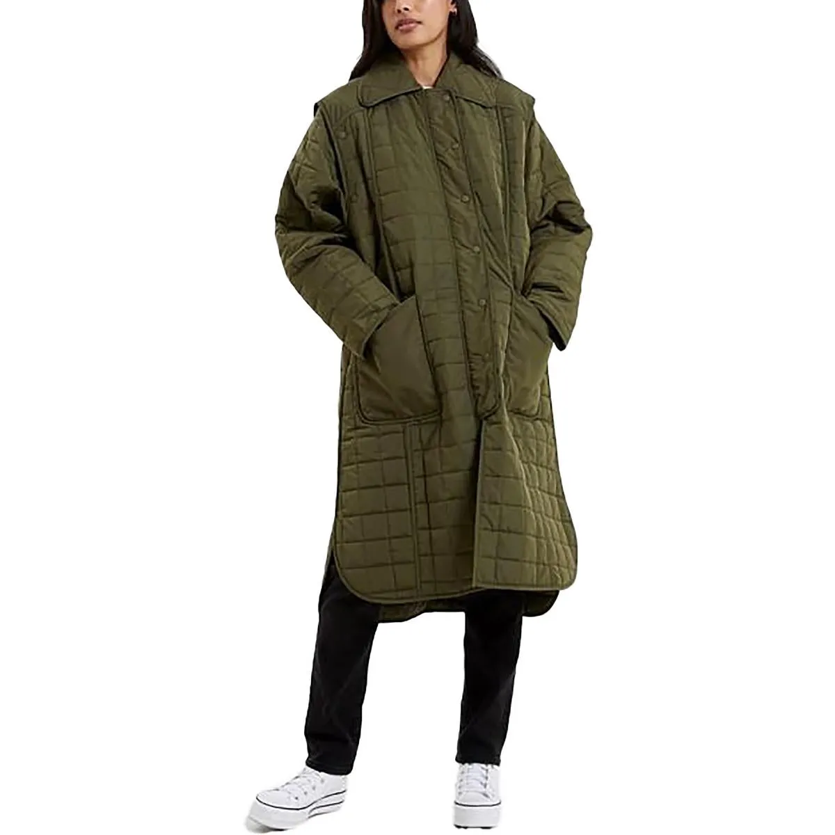 French Connection Womens Aris Quilted Convertible Soft Shell Jacket