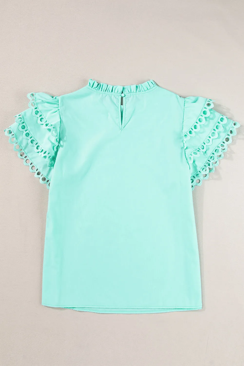 Gothic Outlaws Mint Green Layered Ric Rac Cap Sleeve Frilled Neck Blouse: Because You Deserve to Look Like a Damn Dream ✨