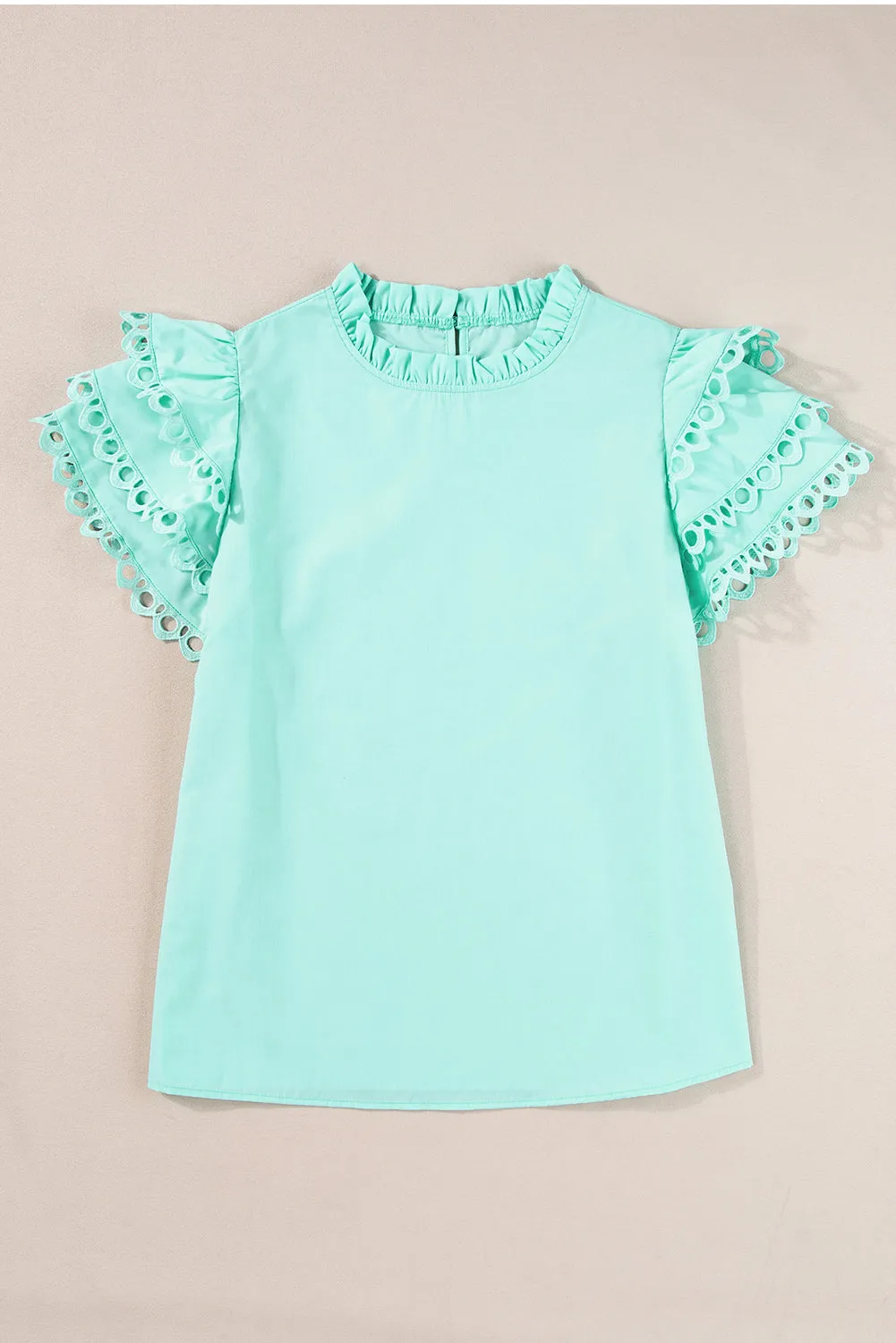 Gothic Outlaws Mint Green Layered Ric Rac Cap Sleeve Frilled Neck Blouse: Because You Deserve to Look Like a Damn Dream ✨