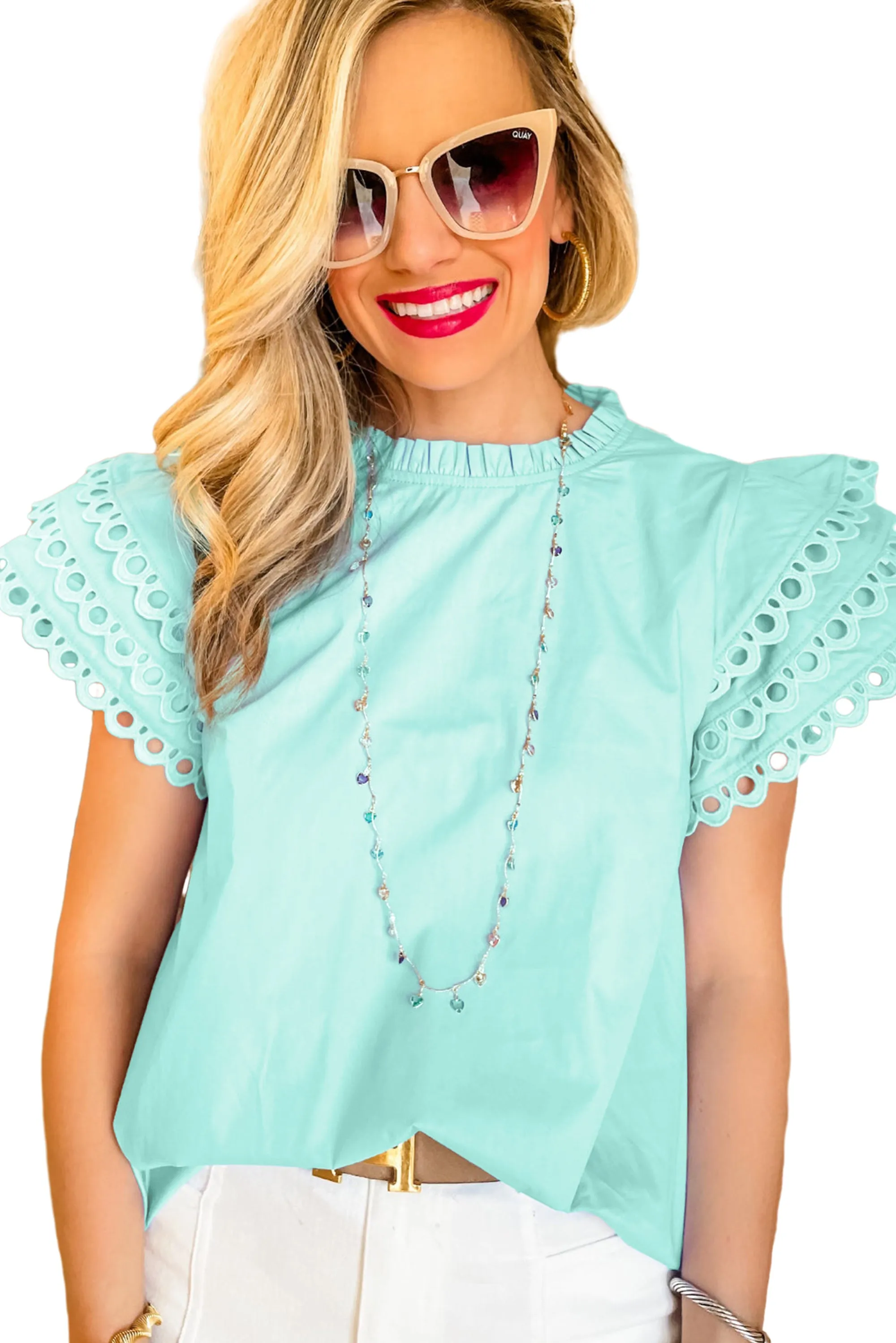 Gothic Outlaws Mint Green Layered Ric Rac Cap Sleeve Frilled Neck Blouse: Because You Deserve to Look Like a Damn Dream ✨