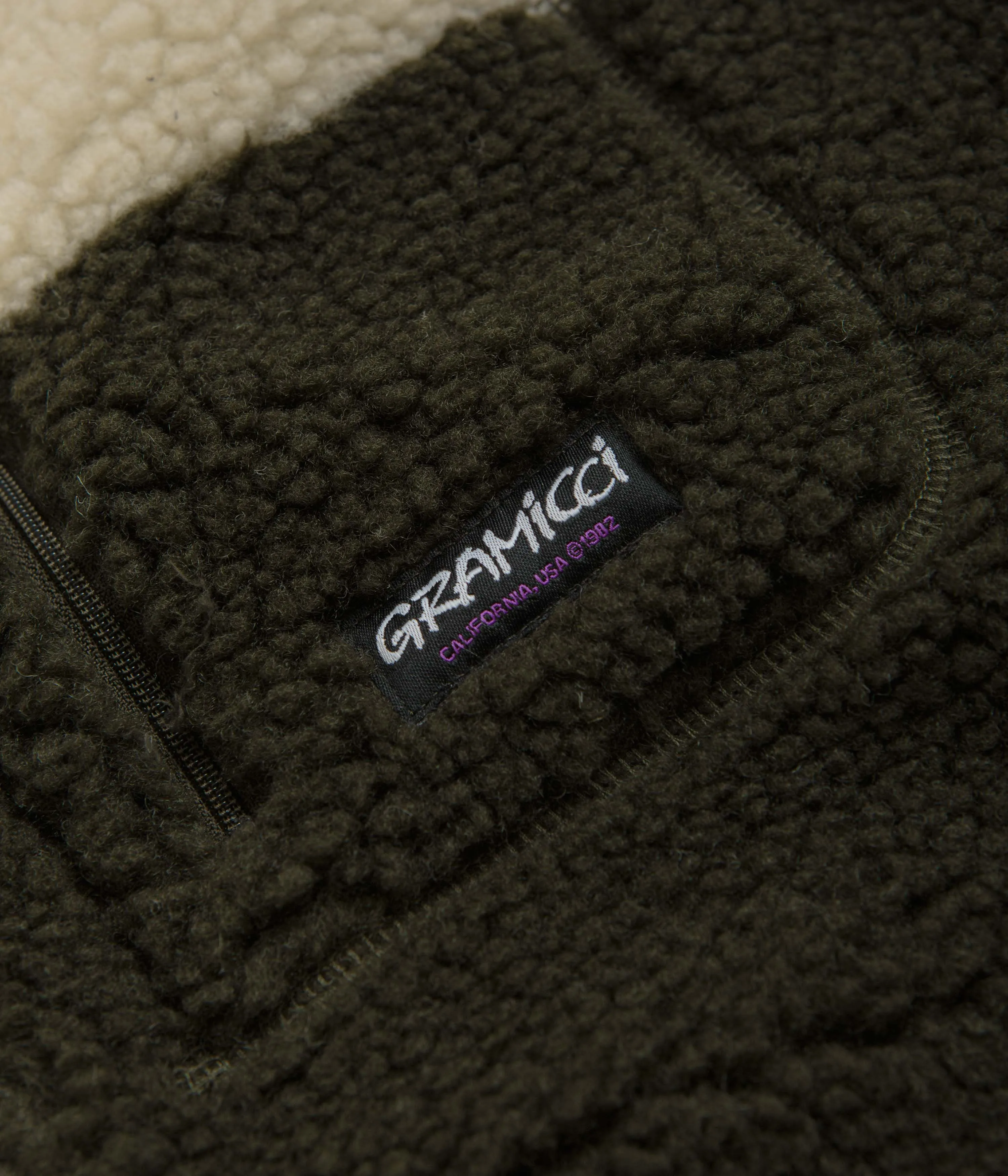 Gramicci Checkered Sherpa Vest - Natural / Olive Check