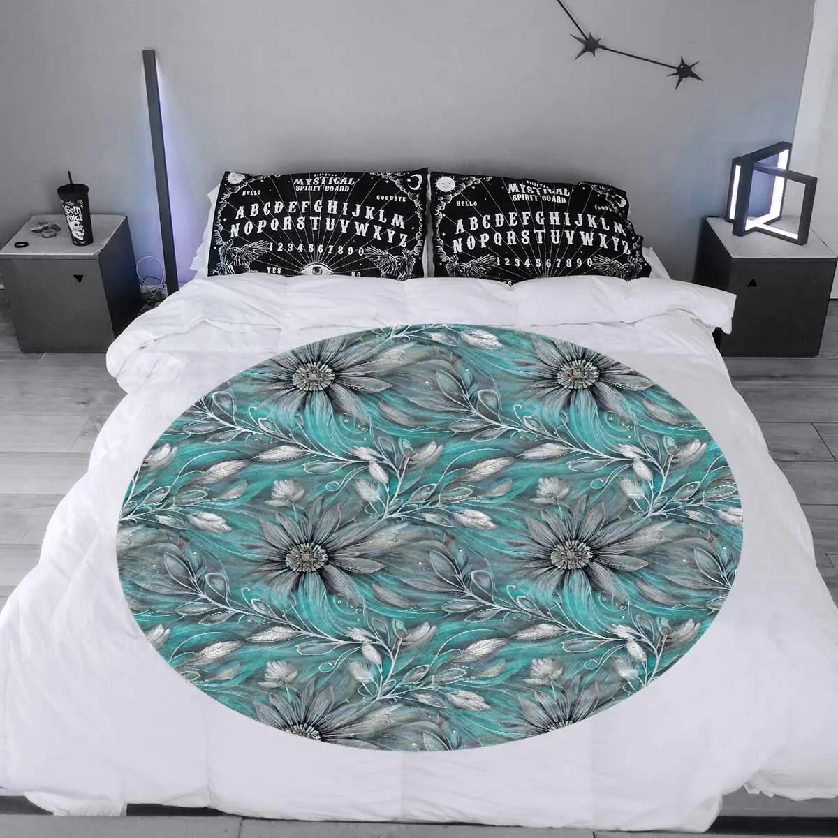 Green Elegant Floral 50  Circular Micro Fleece Blanket 60"