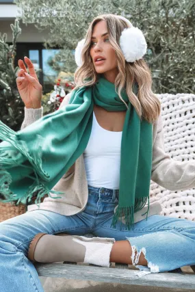 Green Fringe Oblong Scarf