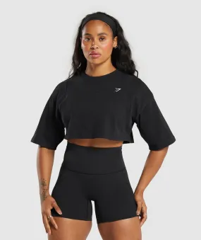 Gymshark Heavyweight Cotton Crop T-Shirt - Black