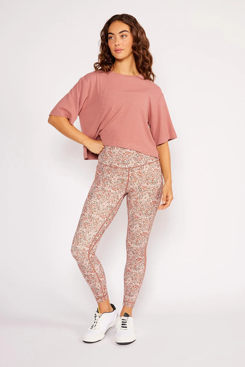 Hana 7/8 side stripe legging ditsy rose