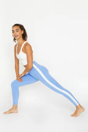 Hana 7/8 side stripe legging laguna blue