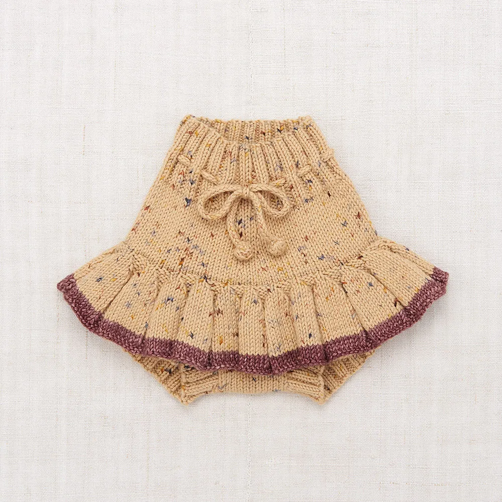 Hand Knit Merino Wool Skating Pond Skirt - Camel Confetti