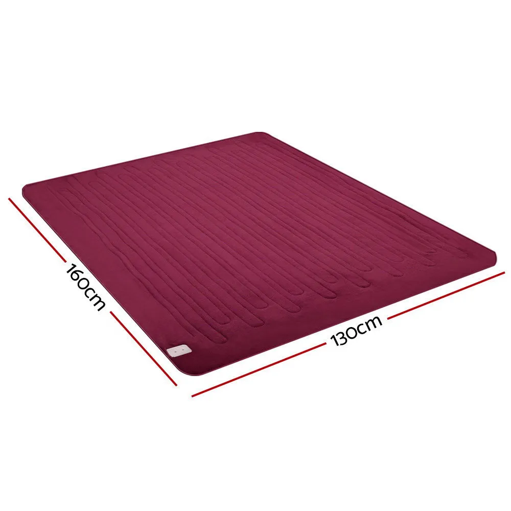 Heated Electric Throw Rug  Bedding Fleece Sunggle Blanket Washable Burgundy