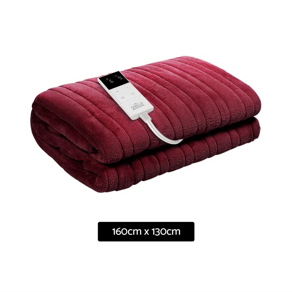 Heated Electric Throw Rug  Bedding Fleece Sunggle Blanket Washable Burgundy