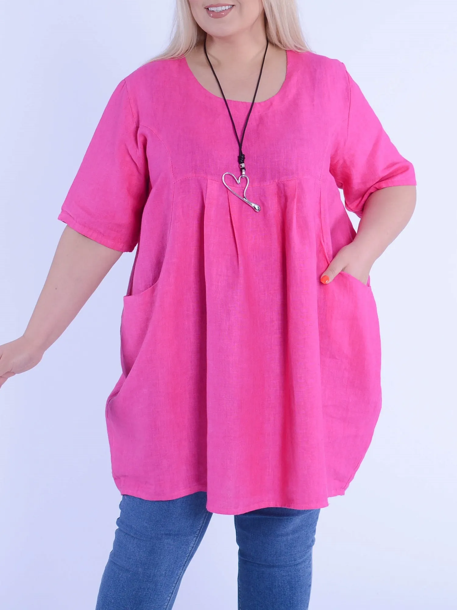 Heavy Linen Quirky Tunic Short Sleeve - 9457