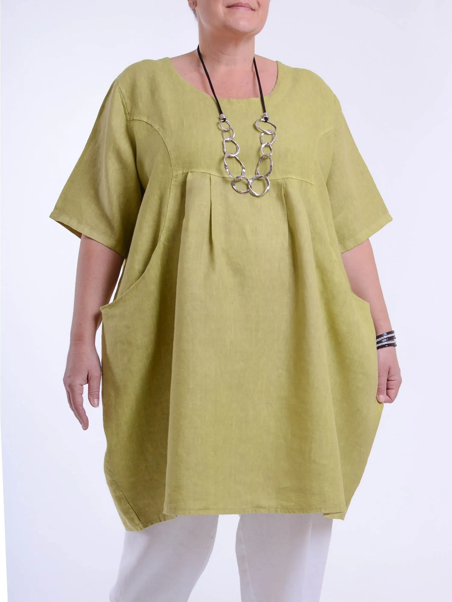 Heavy Linen Quirky Tunic Short Sleeve - 9457