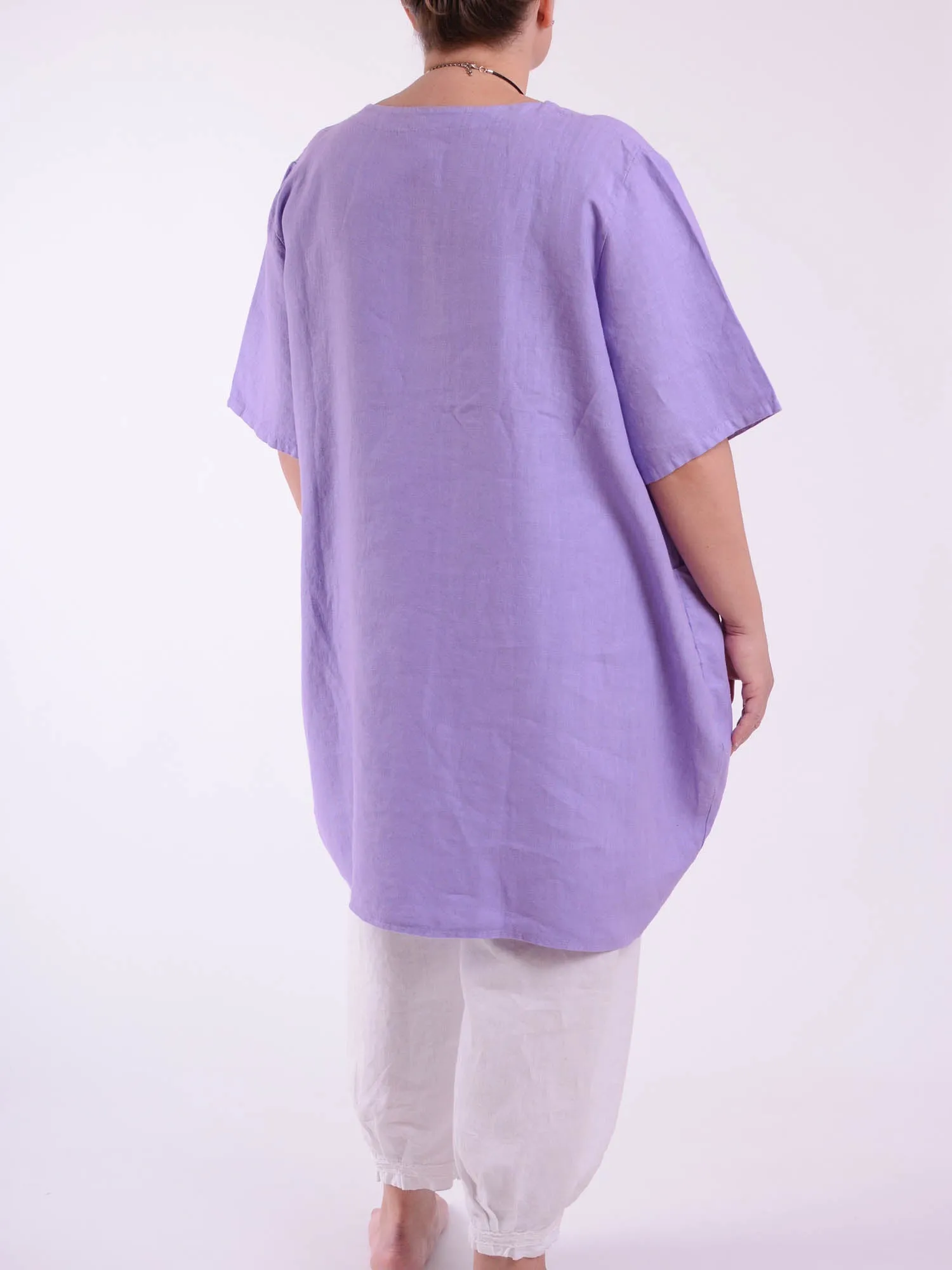 Heavy Linen Quirky Tunic Short Sleeve - 9457